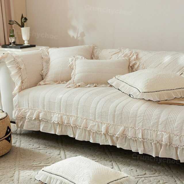 Minimalist 100% Cotton Linen Sofa Cover Anti-Slip Couch Protector - image 1