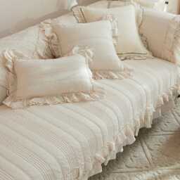 Minimalist 100% Cotton Linen Sofa Cover Anti-Slip Couch Protector - thumbnail 3