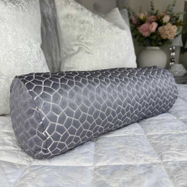 "Aqua Blue Bolster Cushion in Designer Fabric - Home Decor Accent 16"" X 6" - image 1
