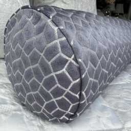 "Aqua Blue Bolster Cushion in Designer Fabric - Home Decor Accent 16"" X 6" - thumbnail 3