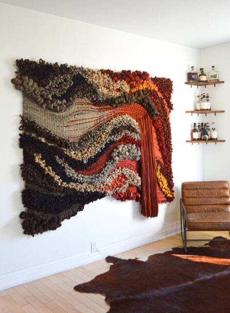 Sculptural Fiber Installation - Extra Large Wool Wall Art Contemporary Hand-Dyed Textile Sculpture