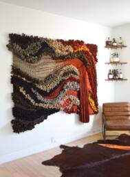Sculptural Fiber Installation - Extra Large Wool Wall Art Contemporary Hand-Dyed Textile Sculpture - thumbnail 1