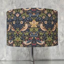 William Morris Strawberry Thief Navy Cylinder/Drum Lampshades Pendant Shade Table, Colourful Home Decor, Handmade in Uk, Custom - thumbnail 3