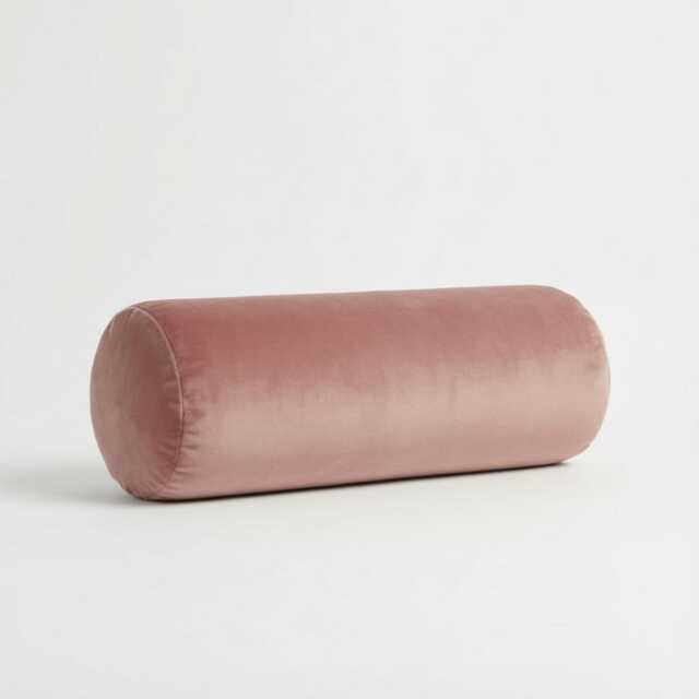 Plush Velvet Bolster Pillow Round Rose Cushion, Neck & Lumbar Support - image 1