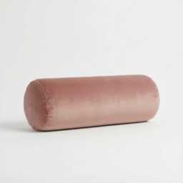 Plush Velvet Bolster Pillow Round Rose Cushion, Neck & Lumbar Support - thumbnail 1
