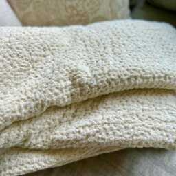 Voluminous Linen Blanket, Blanket, Throw, Natural Creamy Coverlet, Daybed Christmas Gift - thumbnail 2