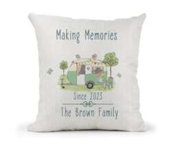 Personalised Motorhome Campervan Caravan Cream Canvas Cushion, Making Memories, Family Gift.. Wedding, Anniversary Gift - thumbnail 1