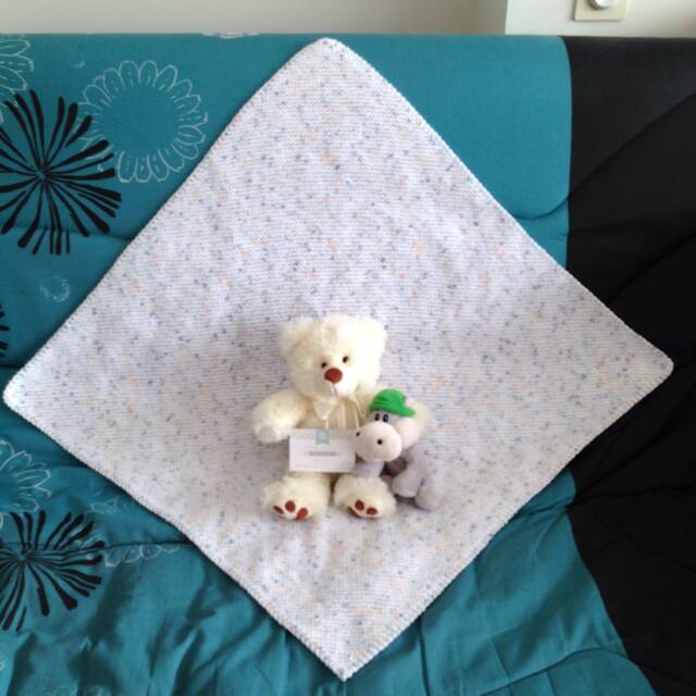 Handmade Knitted Baby Blanket, 72x72 cm in Very Soft Acrylic, Speckled White, Blanket For Cat, Dog - image 1