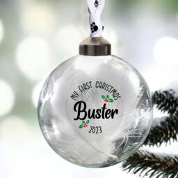 First Christmas Bauble, 1st Decoration, Babys My 8cm Glass Bauble Gift, Personalised Babies Ornament in 10 Colours - thumbnail 4