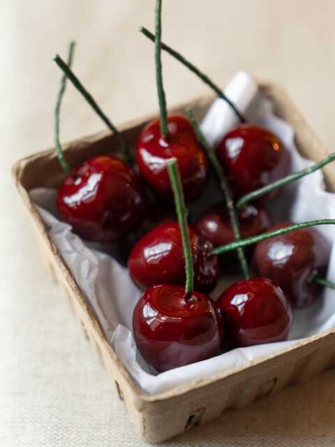 Cherry Birthday Cake Candles Handmade Soy Wax Party Toppers - Wedding Decor - image 1