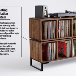 Vinyl Record Storage Cabinet For Collectors Two Tier - Dj Desk Stand - thumbnail 3