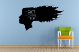 Girl Woman Chick Female Messy Hair Salon Spa Beauty Hairdresser Window Or Wall Car Vinyl Peal & Stick Removable Sticker Decal L1460 - thumbnail 1