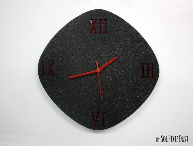 Black Granite Concrete Wall Clock/Modern Oval With Textured Roman Numbers Home Decor Housewarming Gift Idea - image 1
