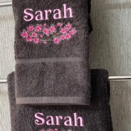 Personalised Embroidered Towels Cherry Blossom Design, 500Gms Towels, All Sizes, Any Name - thumbnail 3
