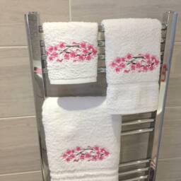 Personalised Embroidered Towels Cherry Blossom Design, 500Gms Towels, All Sizes, Any Name - thumbnail 2
