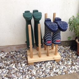 Wooden Welly Boot Rack Light Oak Finish, Holds 4 Pairs - thumbnail 1
