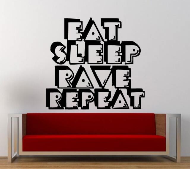 Eat Sleep Rave Repeat Electronic Dance Music Plur Club Wall Decal Sticker Vinyl Mural Leaving Bedroom Room Home Decor Free Shipping L304 - image 1