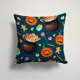 Happy Halloween Pillow Case/Cute Black Cat & Funny Pumpkin Cushion Cover/Carved Orange With Bat Cover/Gift For Her - thumbnail 2