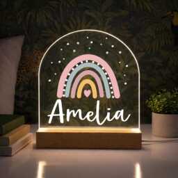 Personalised Led Nursery Lamp, Kids Night Light Gift, Rainbow Light, Baby Girl Birthday Gifts For Kids, Bedroom - thumbnail 2