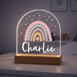 Personalised Led Nursery Lamp, Kids Night Light Gift, Rainbow Light, Baby Girl Birthday Gifts For Kids, Bedroom - thumbnail 4