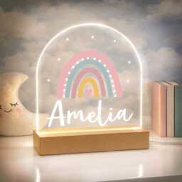 Personalised Led Nursery Lamp, Kids Night Light Gift, Rainbow Light, Baby Girl Birthday Gifts For Kids, Bedroom - thumbnail 3