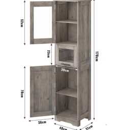Tall Bathroom Storage Cabinet Narrow Freestanding Cupboard With Drawer & Adjustable Shelves - thumbnail 4