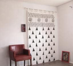 Hand Block Printed Cotton Tab Top Curtains, Loop Curtains, Buddha, Nirvana, Boho , Bohemian, Serene