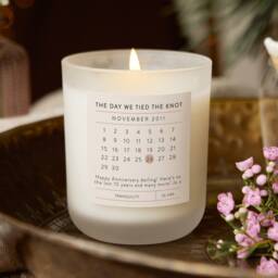 Personalised Anniversary Calendar Candle Soy Wax, Frosted Glass