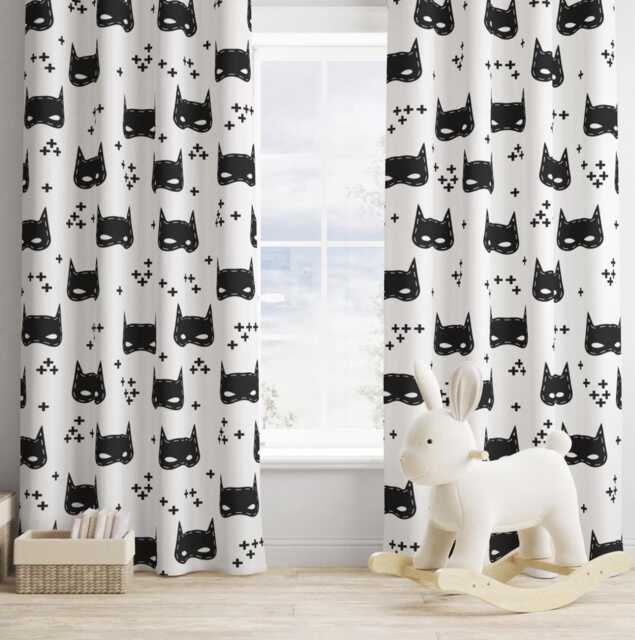 Black Bat Mask Curtains, Nursery Curtains Blackout Or Non Blackout, With Eyelets, Pencil Pleat Rod Pocket, Decor - image 1