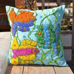 Hand Embroidery, Embroidered Pillow, Collector Gift, Collectible Xmas Gift Green Linen Cushion, Embroidery Cushion - thumbnail 2