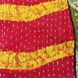 Handmade Kantha Quilt Bean Bag Chair Floral Embroidered Cotton Pouf - thumbnail 4