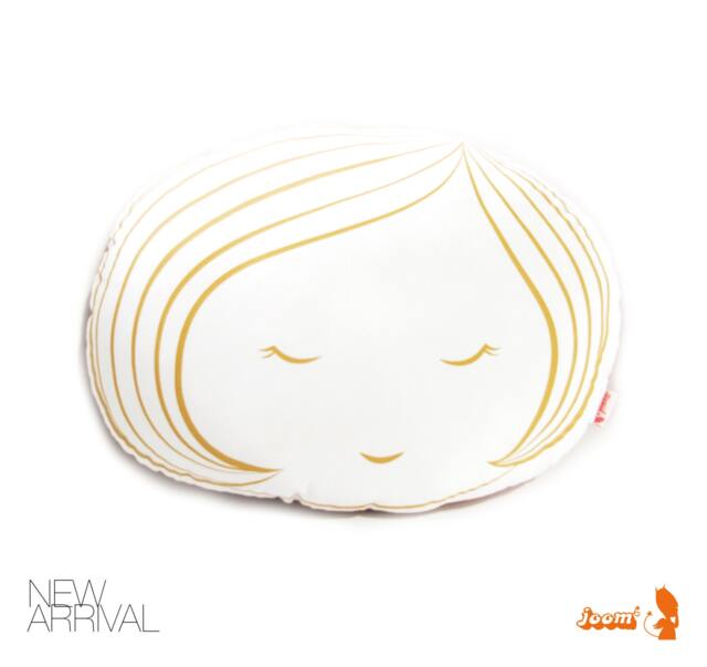 Limited Edition Girl Face Plush Pillow in Mustard Yellow Print - image 1