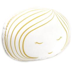 Limited Edition Girl Face Plush Pillow in Mustard Yellow Print - thumbnail 2