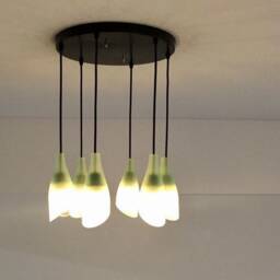 Frosted White Bottle Light Chandelier Fixture - Industrial Decor Repurposed Glass - thumbnail 3