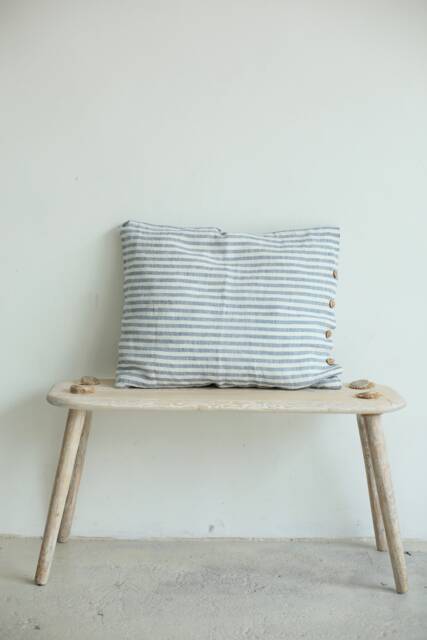 Linen Pillow Case in Blue Striped Color - Bedding Pure Linen Stonewashed Sham - image 1