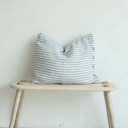 Linen Pillow Case in Blue Striped Color - Bedding Pure Linen Stonewashed Sham - thumbnail 2