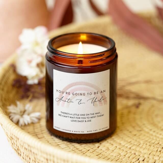 Auntie & Uncle Pregnancy Announcement Gift Candle - Personalised Gifts - image 1
