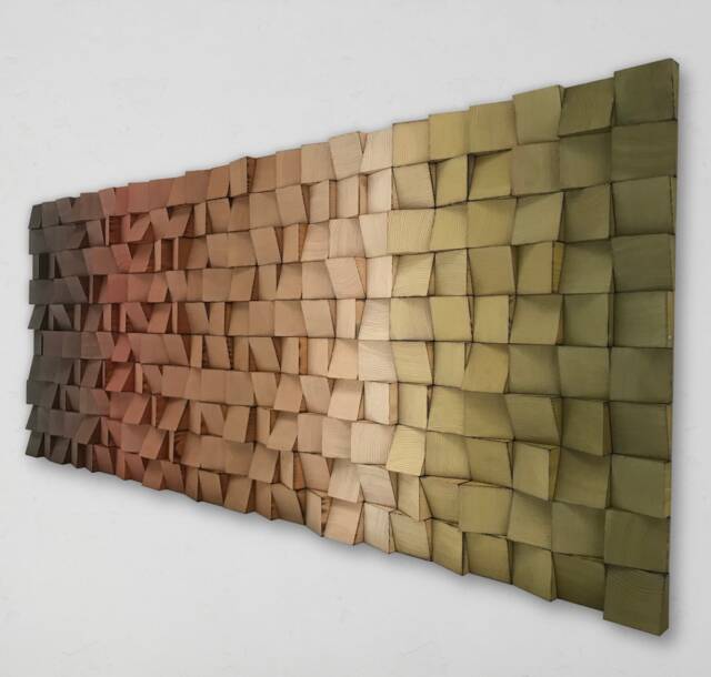Reclaimed Wood Wall Art - Ombre Wooden Mosaic, Sound Diffuser - image 1