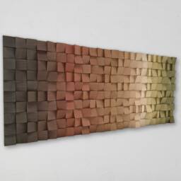 Reclaimed Wood Wall Art - Ombre Wooden Mosaic, Sound Diffuser - thumbnail 2