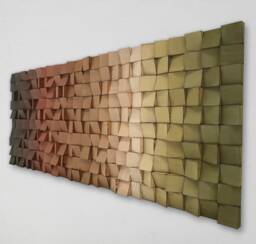 Reclaimed Wood Wall Art - Ombre Wooden Mosaic, Sound Diffuser