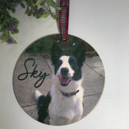 Personalised Pet Memorial Wood Hanging Christmas Tree Decoration, Pet Loss, Dog, Cat, Rabbit, Animal, Christmas, Bauble, Photo - thumbnail 3