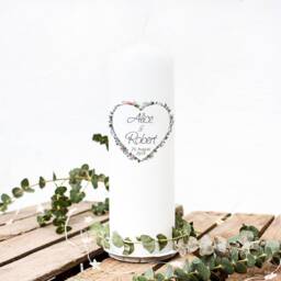 Wedding Candle For Ceremony Flower Heart Saying Desired Name Date Wk104 - thumbnail 2