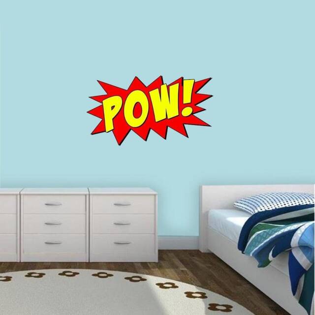 Comic Book Art - Pow Wall Decal Sound Effect Peel & Stick Superhero Vinyl Reusable Fabric Material Vwaq-Cb2