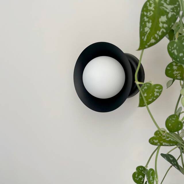 Minimal Brass Wall Lamp Glass Globe Sconce Light Mid Century Cone Bronze [Emily] - image 1
