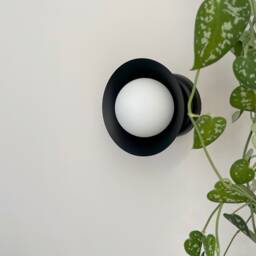 Minimal Brass Wall Lamp Glass Globe Sconce Light Mid Century Cone Bronze [Emily] - thumbnail 1