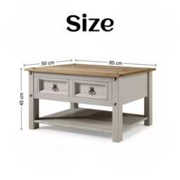 Coffee Table With Storage Grey 2 Drawers Organisation - thumbnail 4