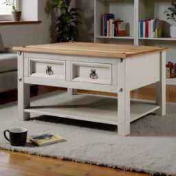 Coffee Table With Storage Grey 2 Drawers Organisation - thumbnail 2