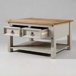 Coffee Table With Storage Grey 2 Drawers Organisation - thumbnail 3