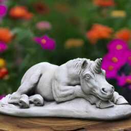 Concrete Unicorn Statue Stone Horse Sculpture Cement Animal Decoration Handmade Art Front Door Ornament Unicorn Lover Gift Yard - thumbnail 1