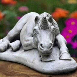 Concrete Unicorn Statue Stone Horse Sculpture Cement Animal Decoration Handmade Art Front Door Ornament Unicorn Lover Gift Yard - thumbnail 3